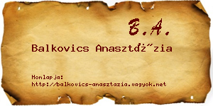 Balkovics Anasztázia névjegykártya